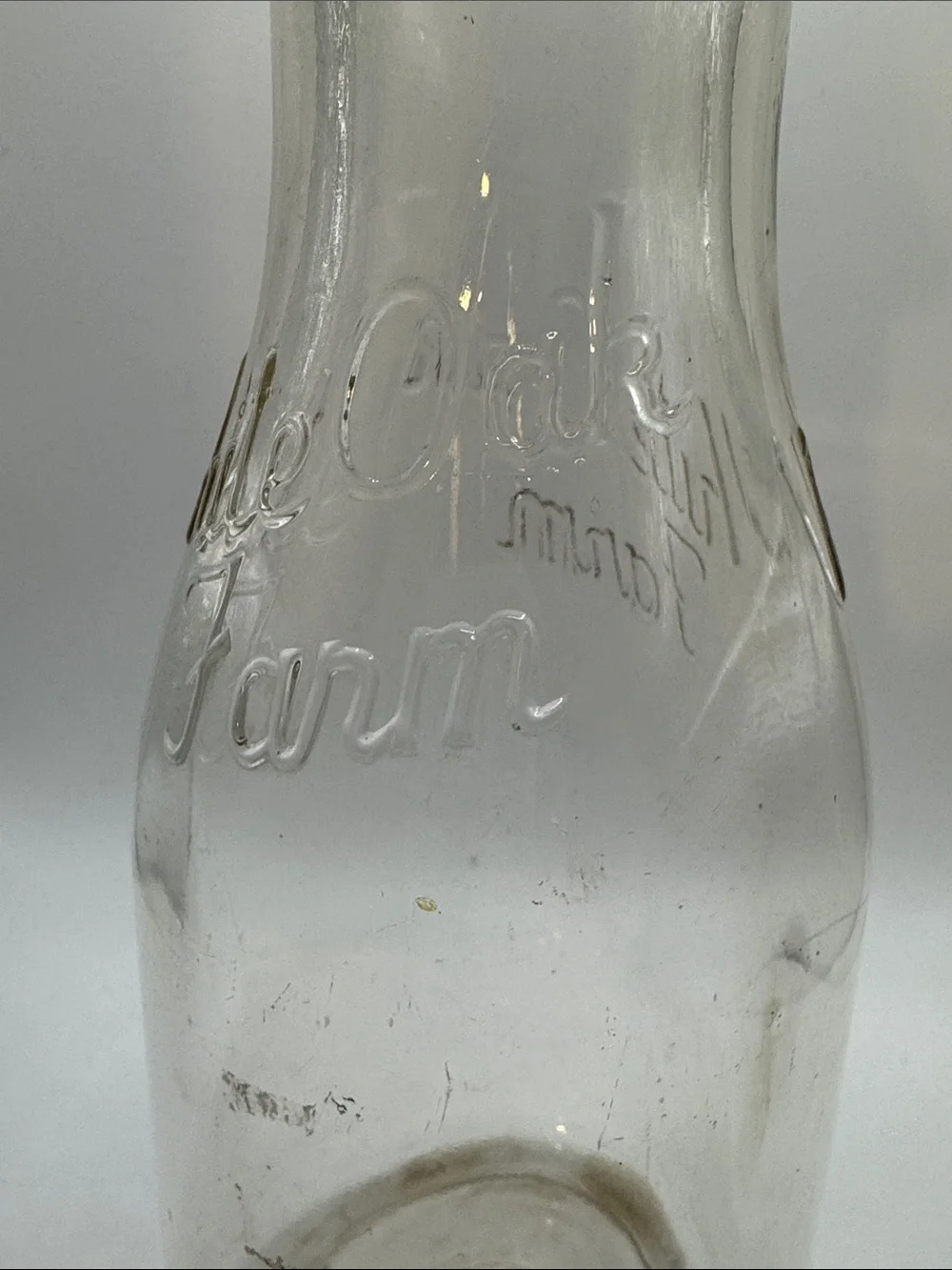 Vintage Clear “White Oak Farm” Glass Milk Bottle - Picture 3 of 9